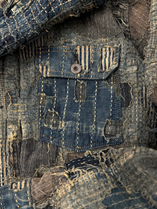 SS2024 Kapital ‘Boro’ Repaired Blue Denim Trucker Jacket
