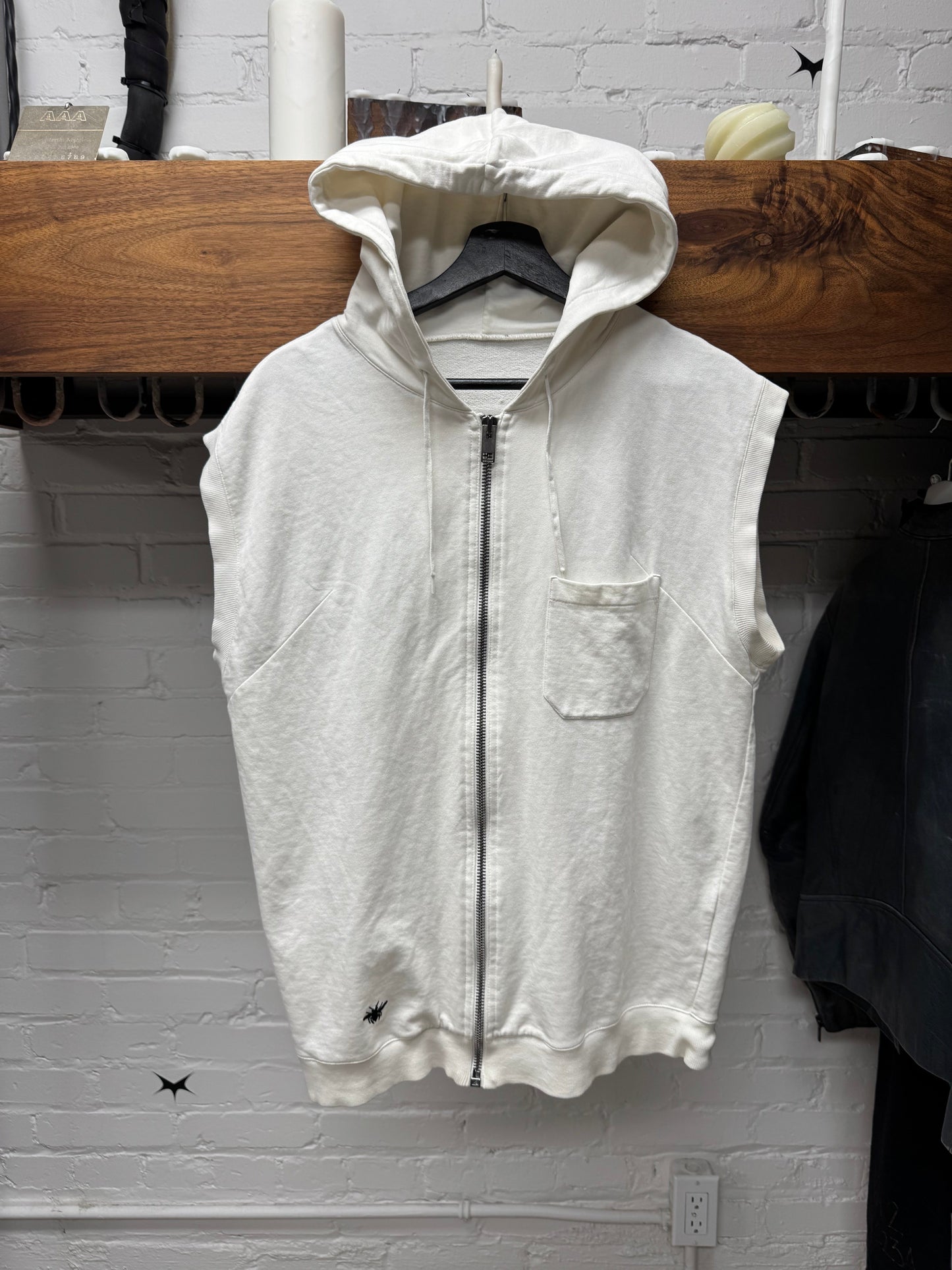 Dior Homme ‘Bee Motif’ White Zip Up Sleeveless Hoodie