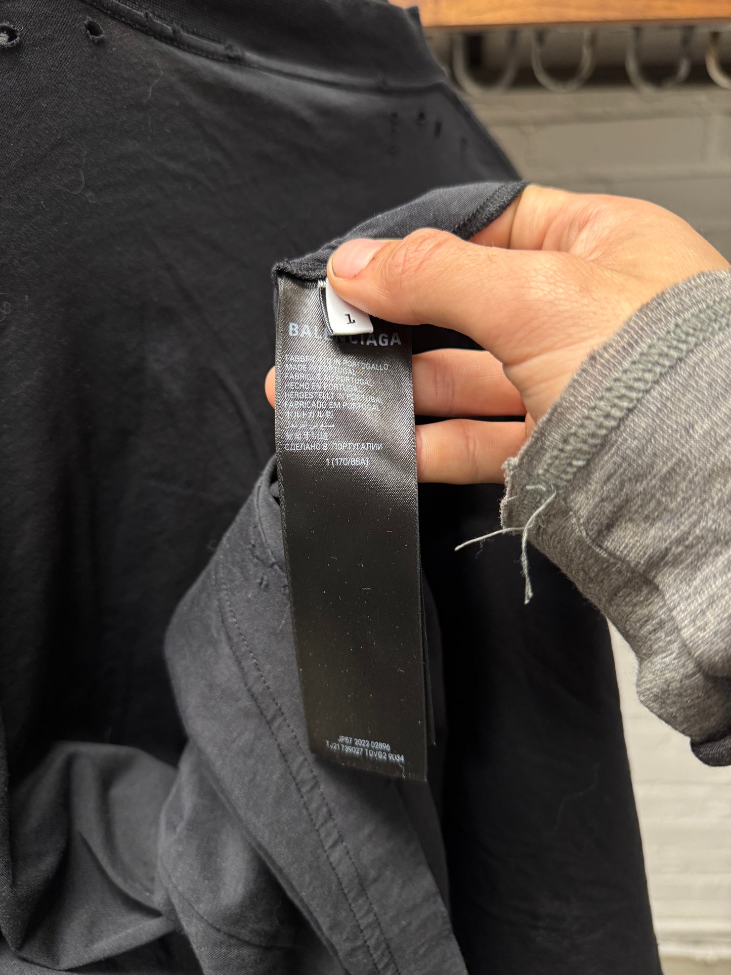 SS2023 Balenciaga ‘Free Styling Tips’ Distressed Black Long Sleeve Shirt