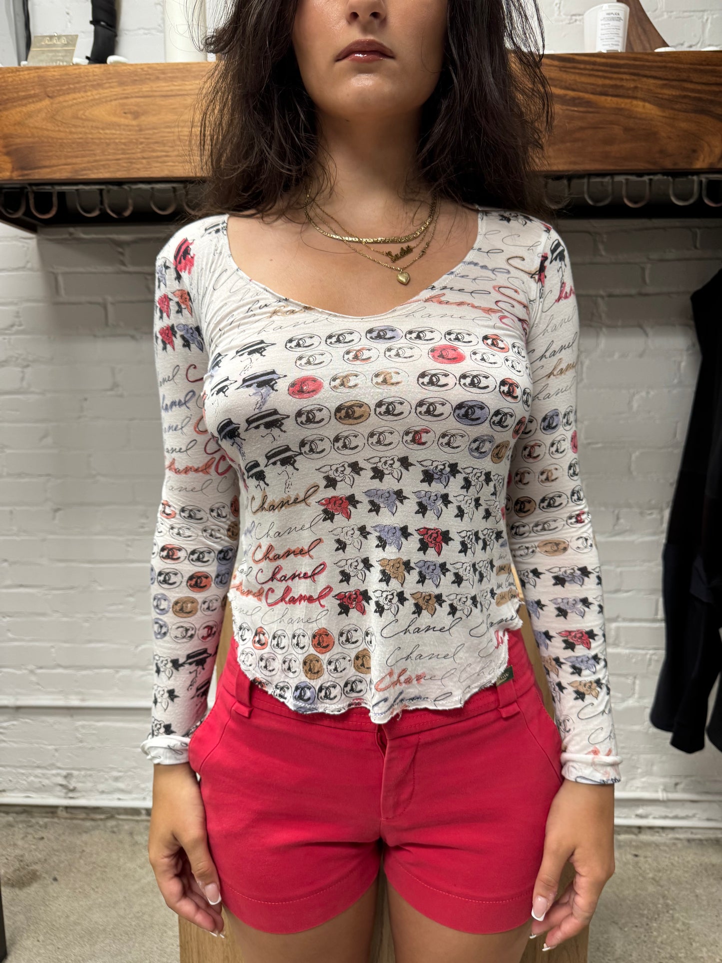 SS2006 Chanel ‘Cruise’ Semi Sheer Silk Long Sleeve Top