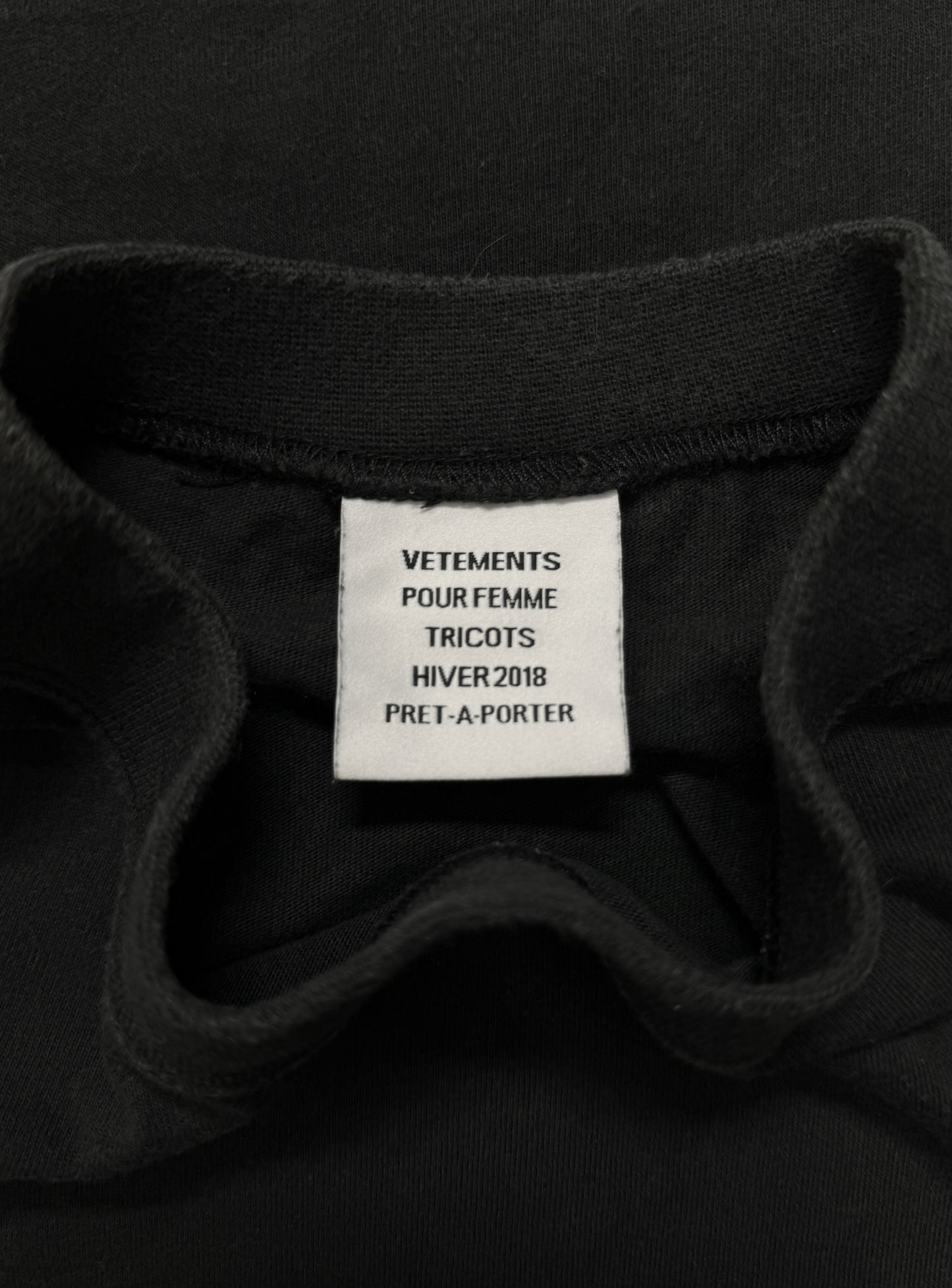 Autumn Winter 2018 Vetements ‘Staff’ Black T-Shirt