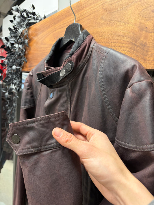 Gucci Waxed Oxblood Red Canvas ‘Boiler’ Jacket with GG Monogram Silk Lined Interior