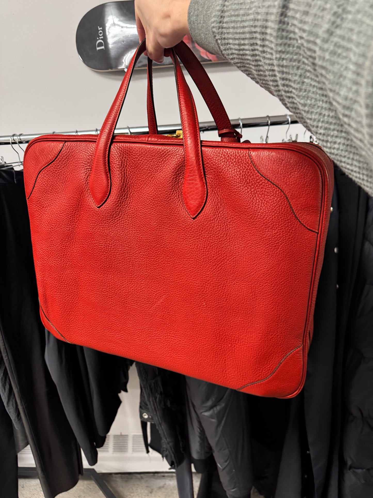 Hermes Victoria ‘50’ Red Leather Boston Bag