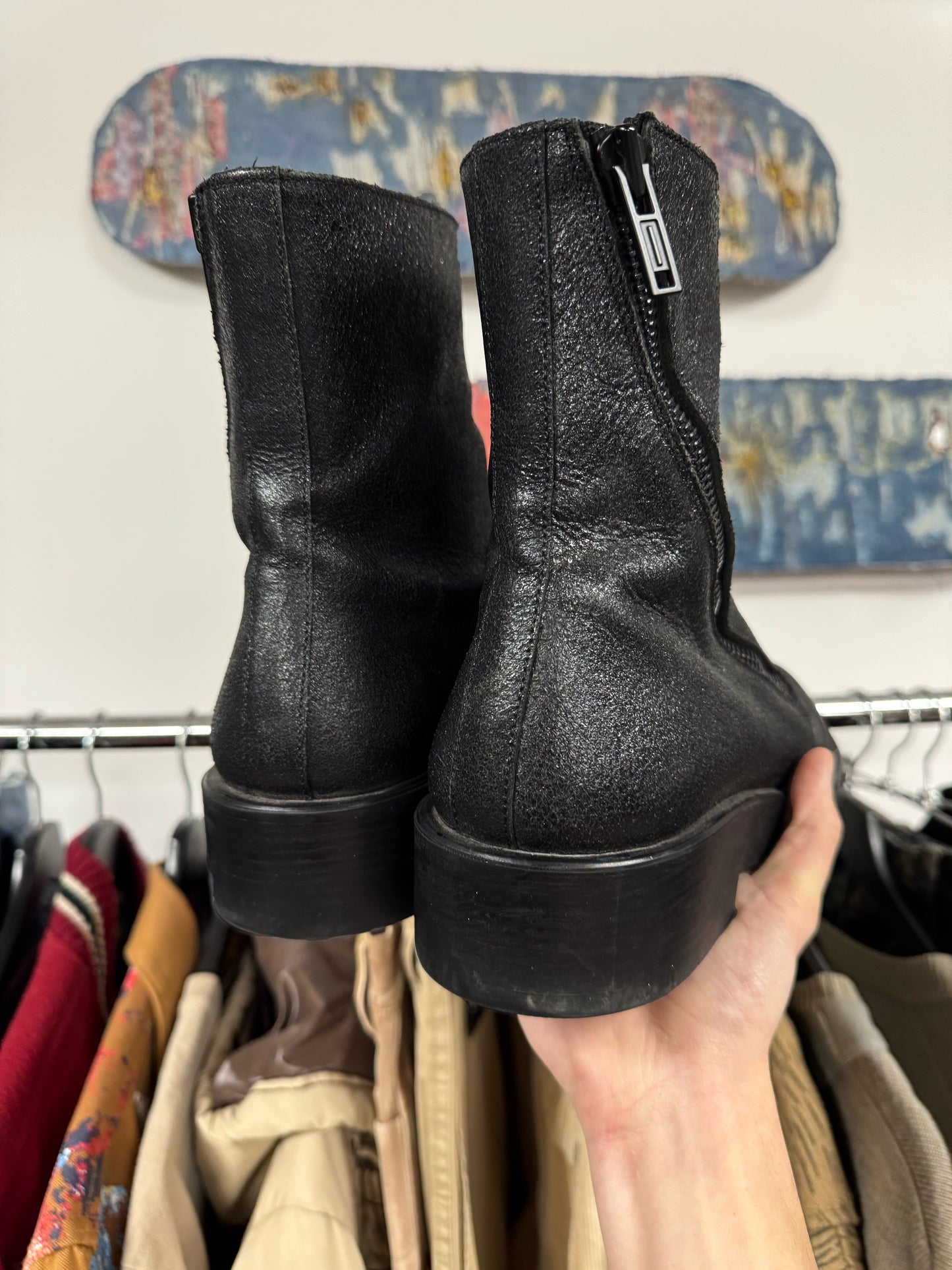Ann Demeulemeester ‘Ernest’ Twist-Zip Combat Boots.