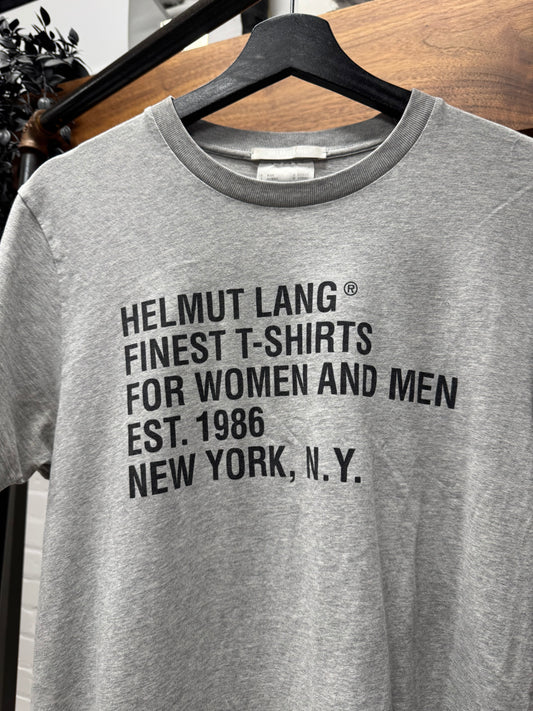 Helmut Lang by Shayne Oliver Grey Logo Short Sleeve T-Shirt