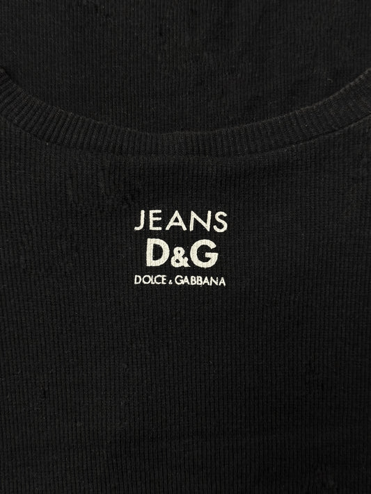 Dolce & Gabbana Ribbed Black Tank Top