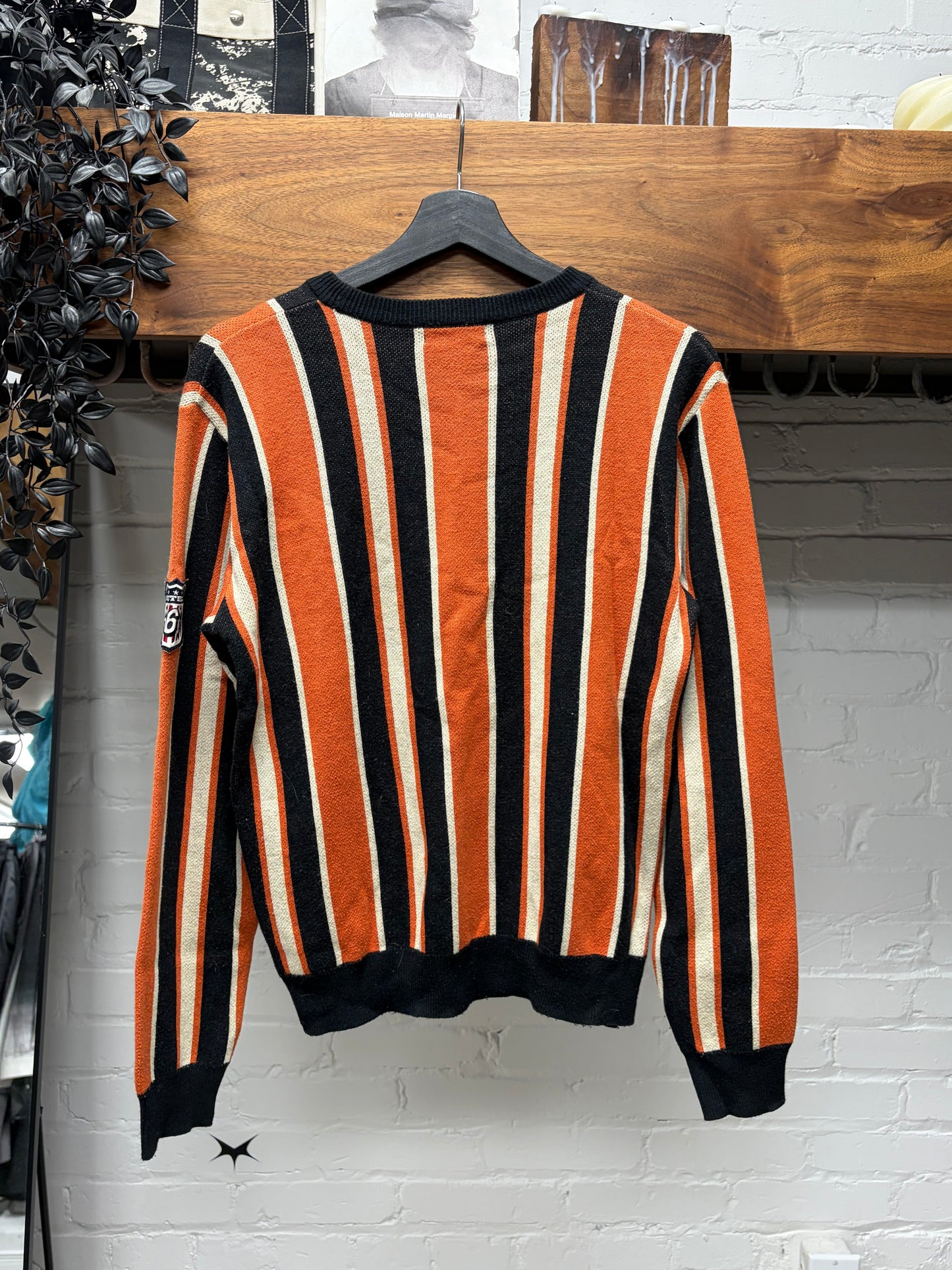 Hysteric Glamour ‘666’ Striped Black/Orange Knit Sweater