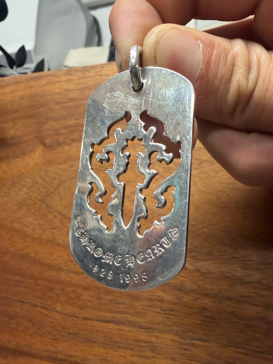 Chrome Hearts ‘Vine/Dagger’ Cutout 925 Silver Dog-Tag Pendant