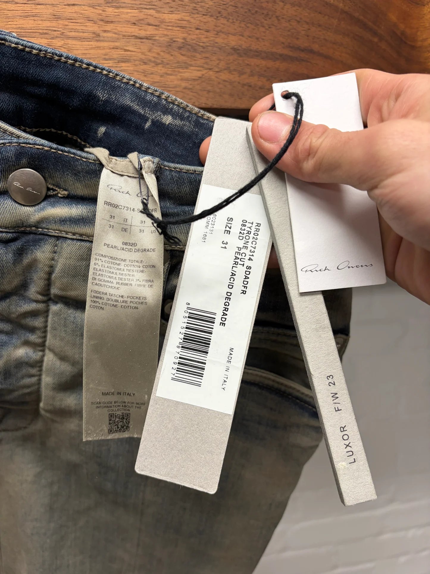 Rick Owens ‘Tyrone Cut’ Pearl/Acid Degrade Distressed Skinny Denim