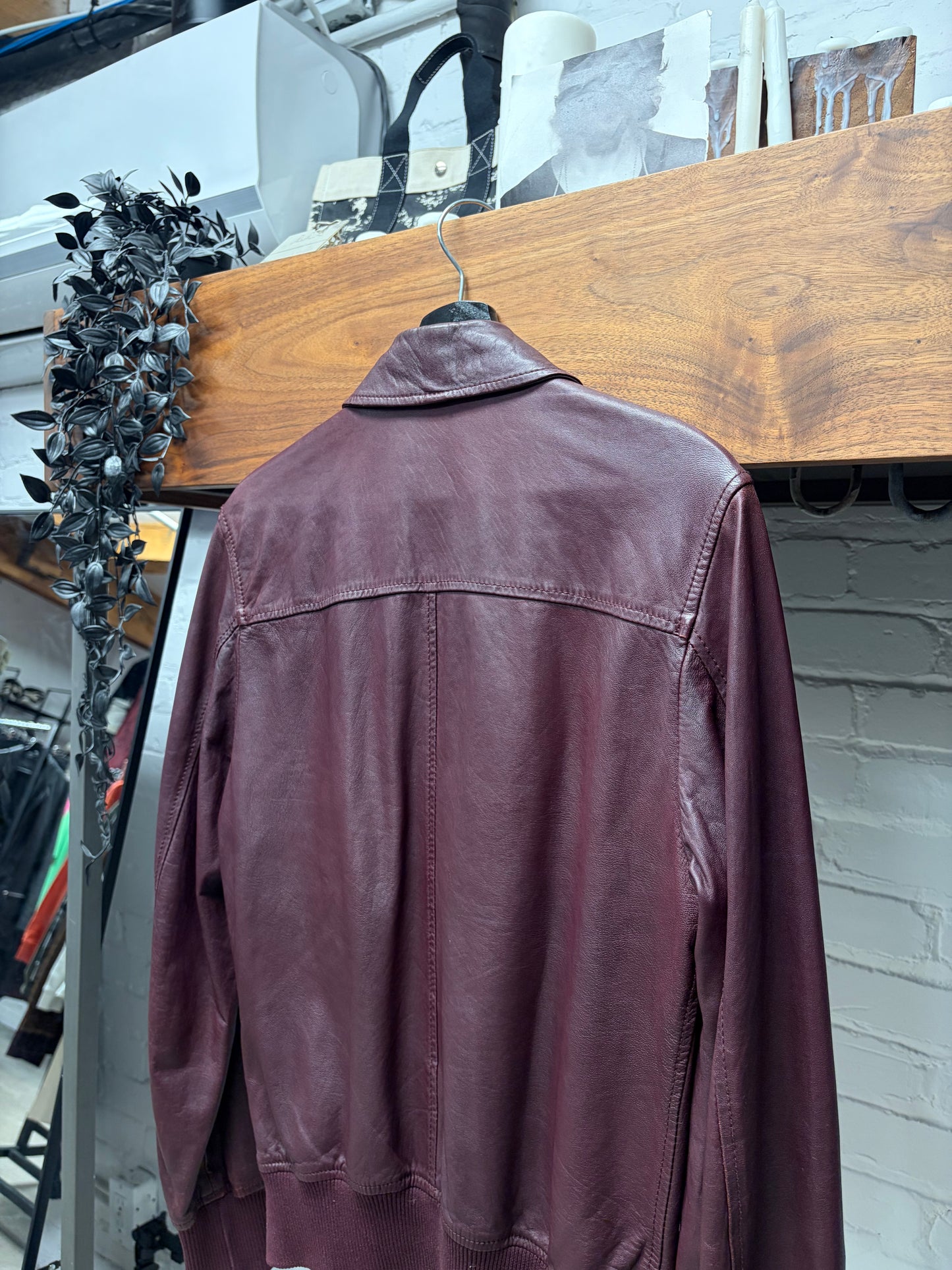 Dolce & Gabbana ‘Wine Red’ Lambskin Leather Collared Jacket