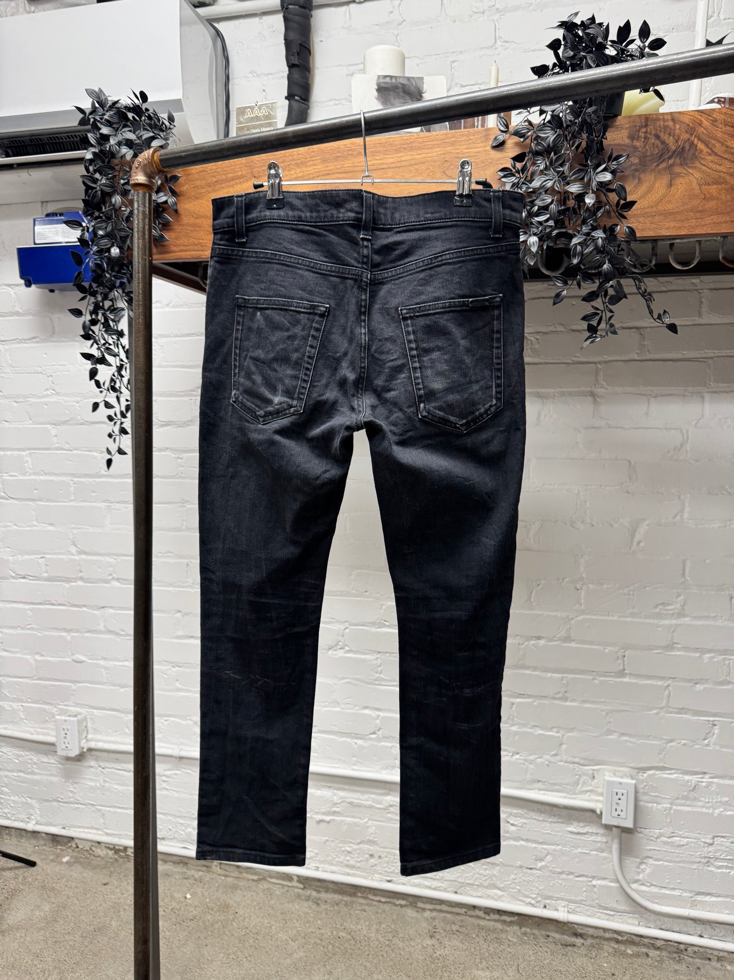 2021 Saint Laurent ‘D21’ Faded Black Skinny Jeans