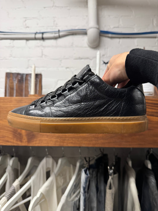 Balenciaga Arena Black Leather/Gum Sole High Top Sneakers