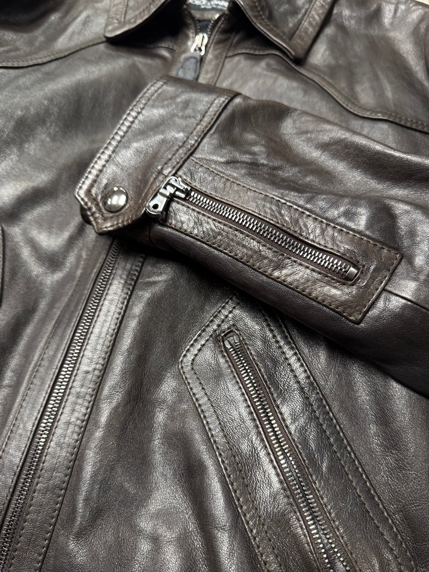 Dolce & Gabbana ‘Western’ Brown Calfskin Leather Jacket