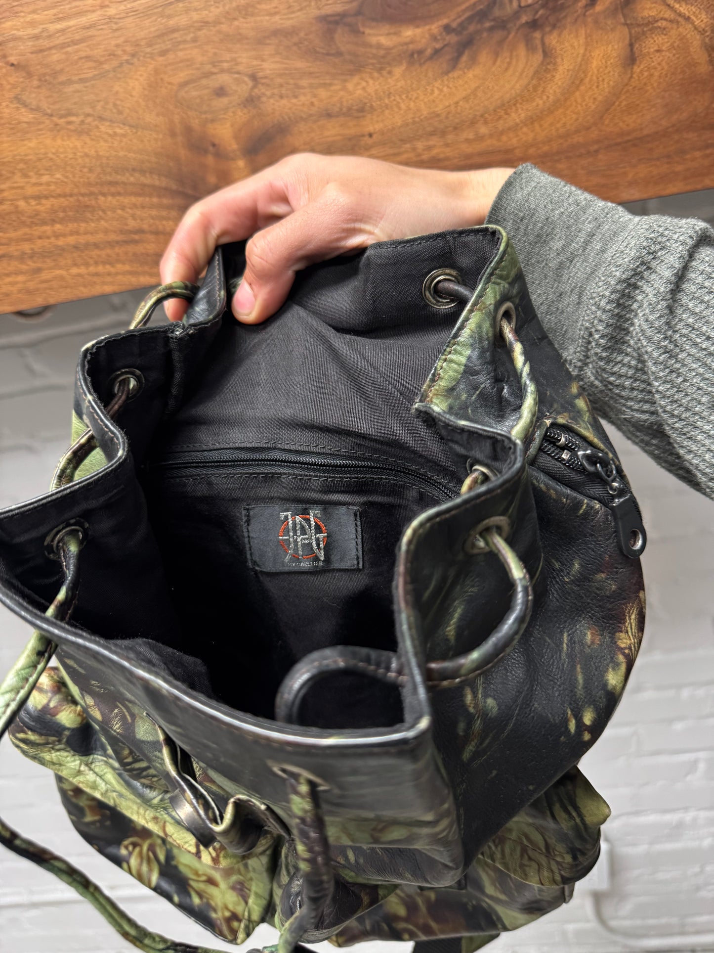 Vintage 90s Jean Paul Gaultier Leather Camoflage Backpack