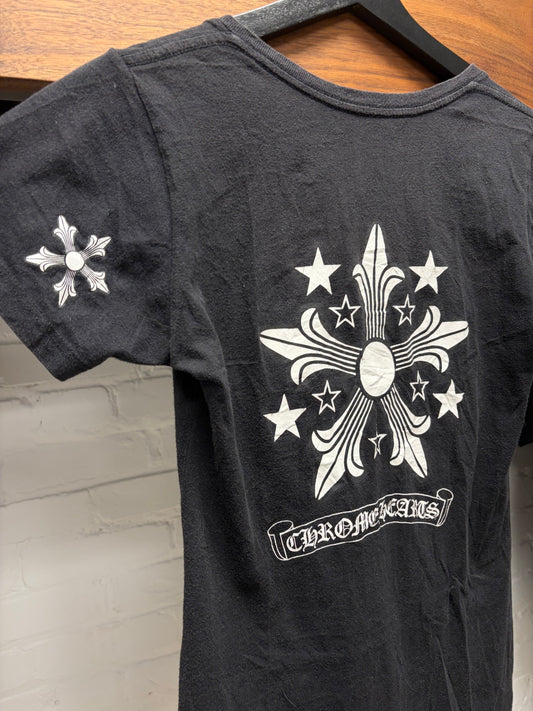 Chrome Hearts ‘Star Logo’ Black Womens Plunge Neck Black T-Shirt