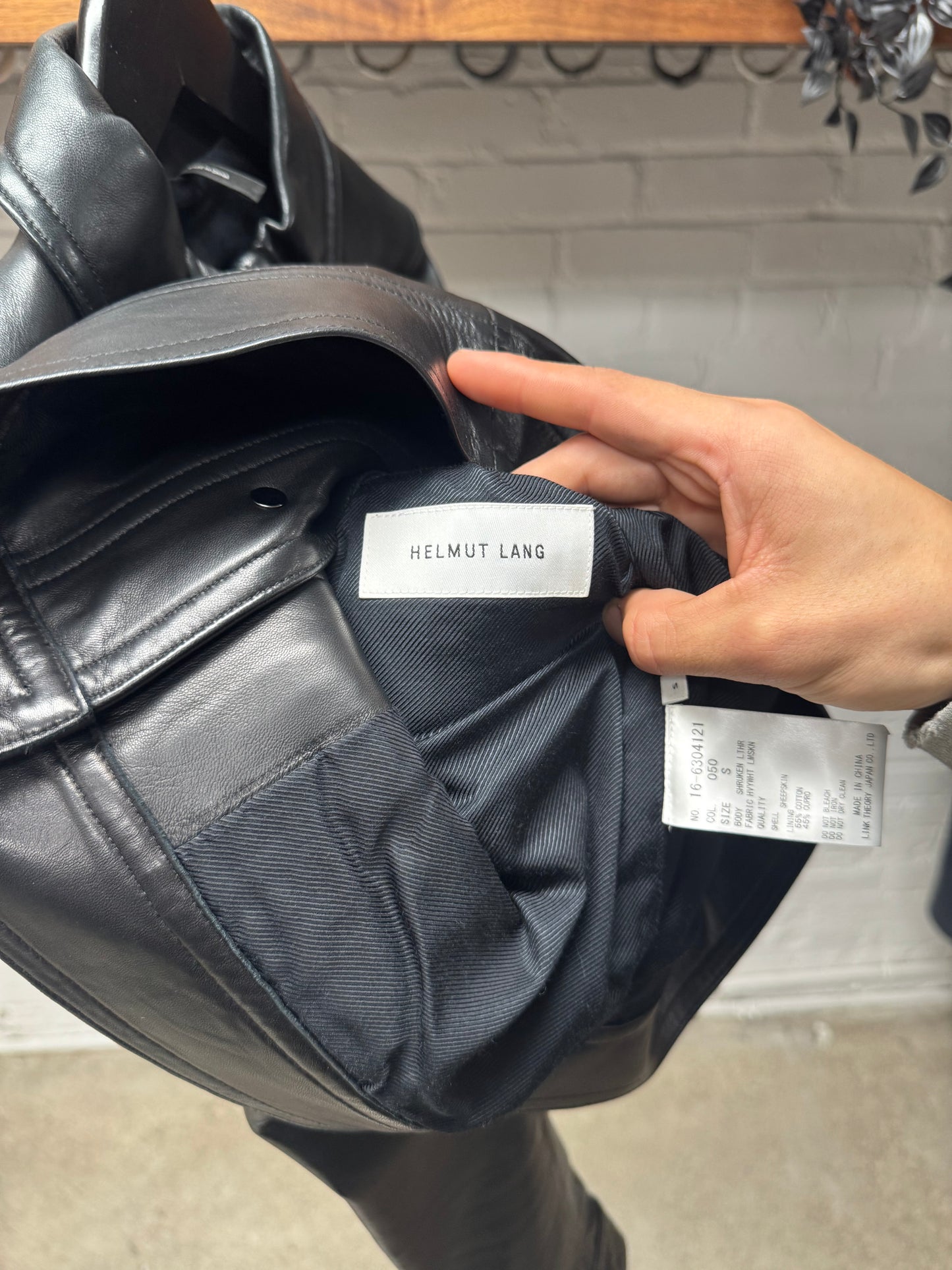 Helmut Lang Cropped Black Lambskin Leather Jacket