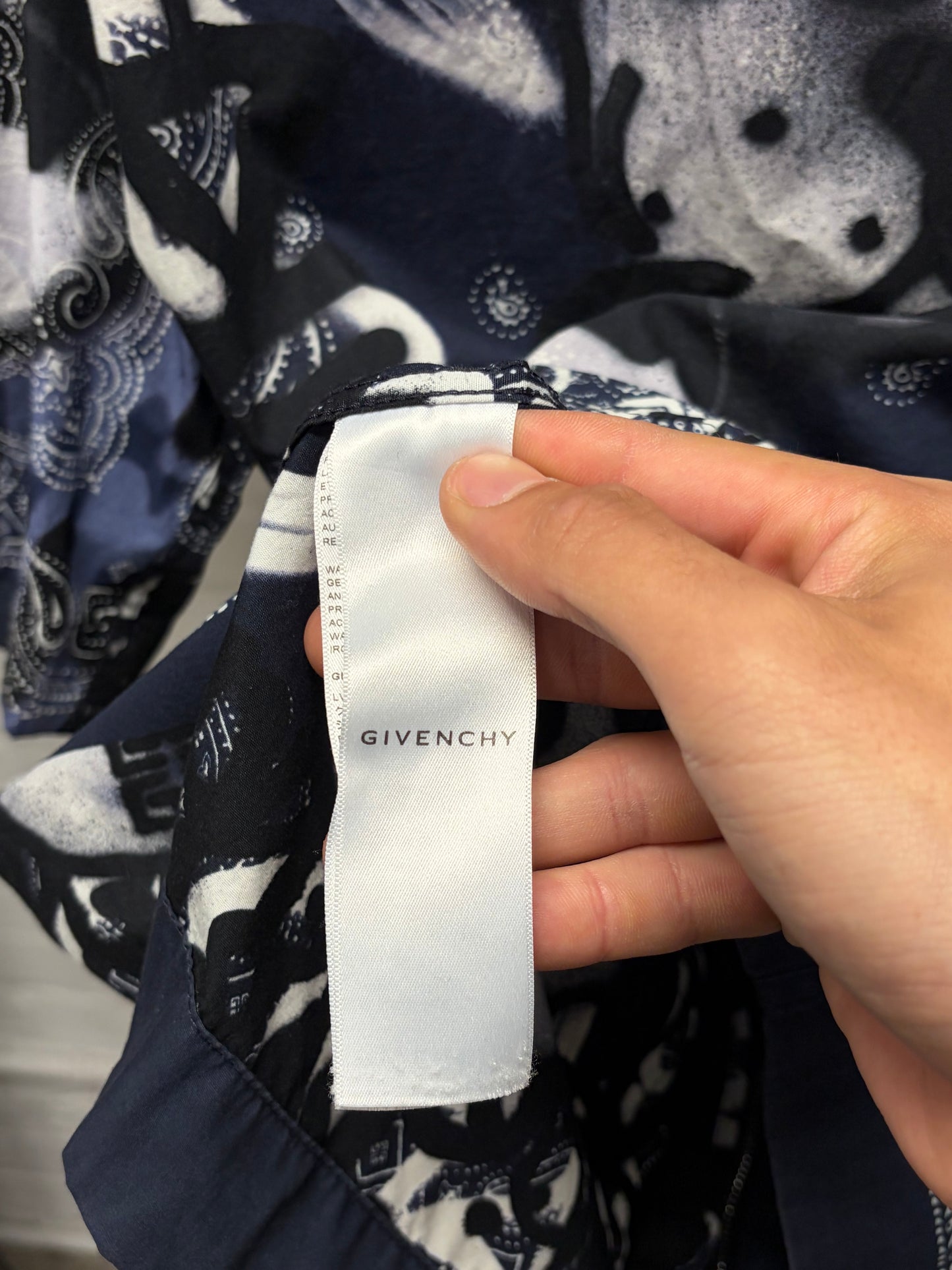 SS2022 Resort Givenchy x Chito Airbrushed Black/Blue Paisley Button Snap Shirt