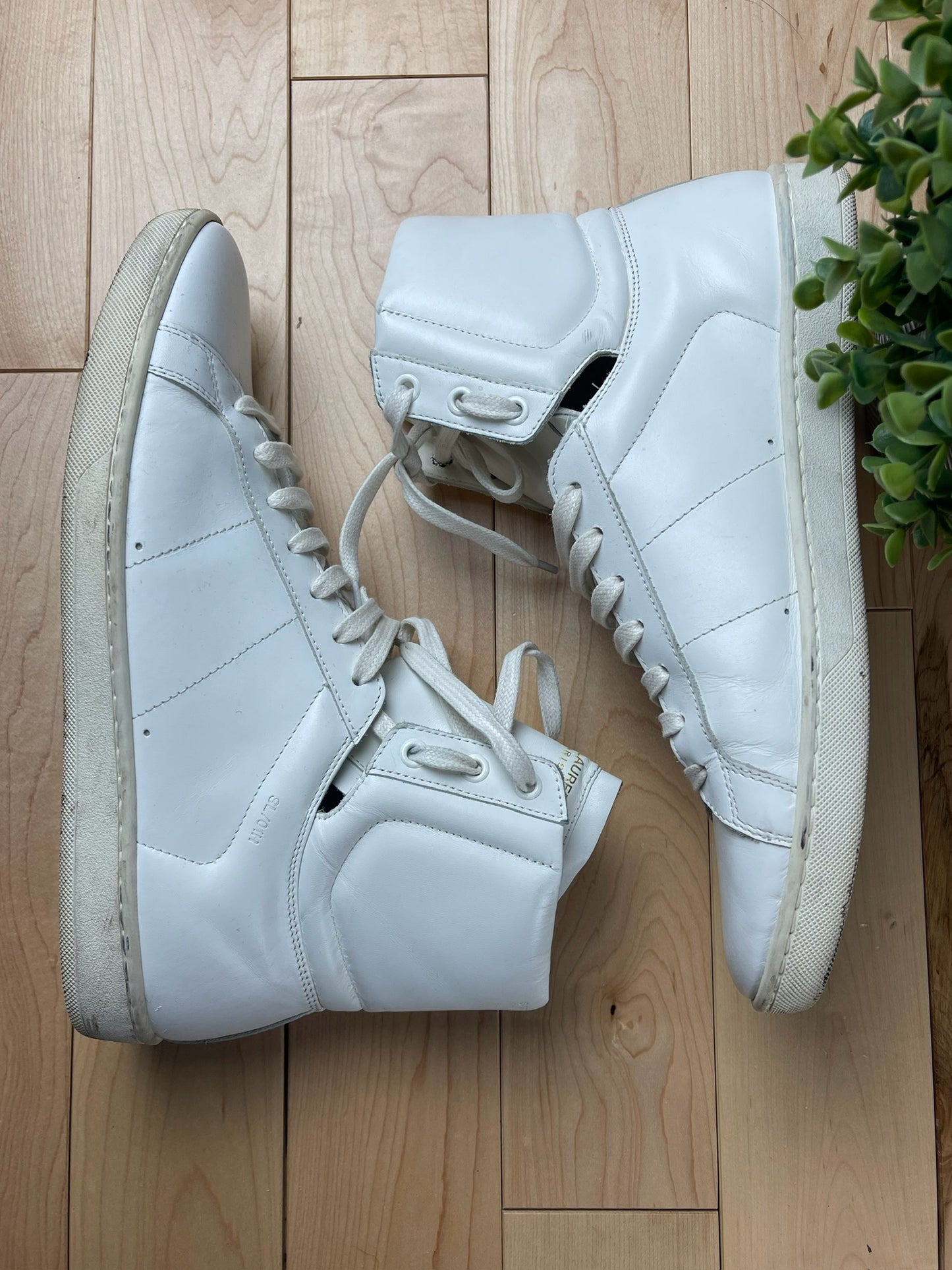 Saint Laurent White Court High Top Sneakers