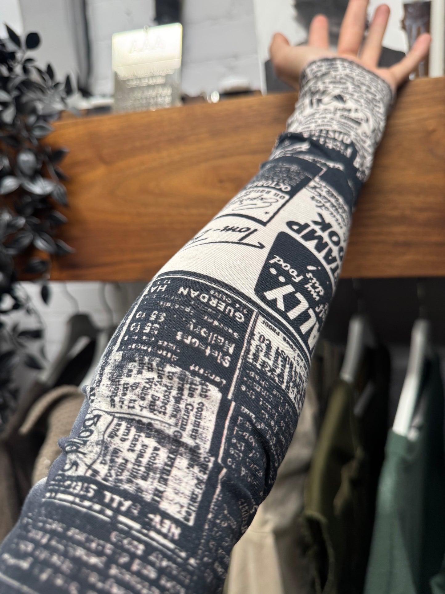 SS2022 Yohji Yamamoto ‘Newspaper Strip’ Arm Sleeves