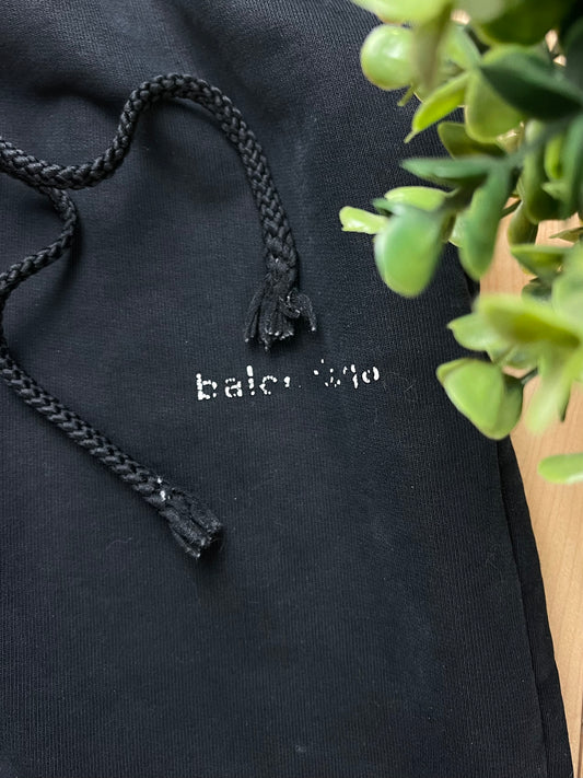 Balenciaga Typewriter Logo Black Drawstring Sweatpants