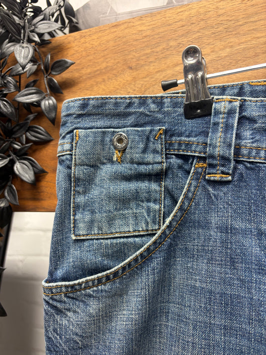 2000s Dolce & Gabbana Classic Blue Washed Bootcut Distressed Denim