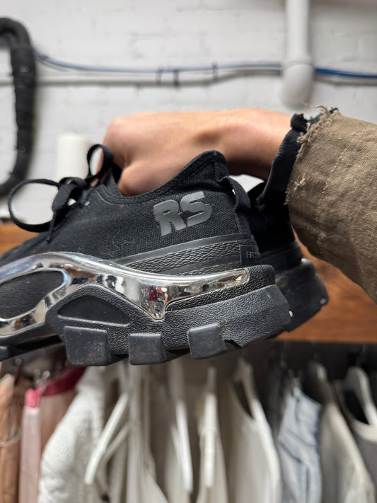 Raf Simons Black/Silver ‘Detroit Runner’ Low Top Sneakers