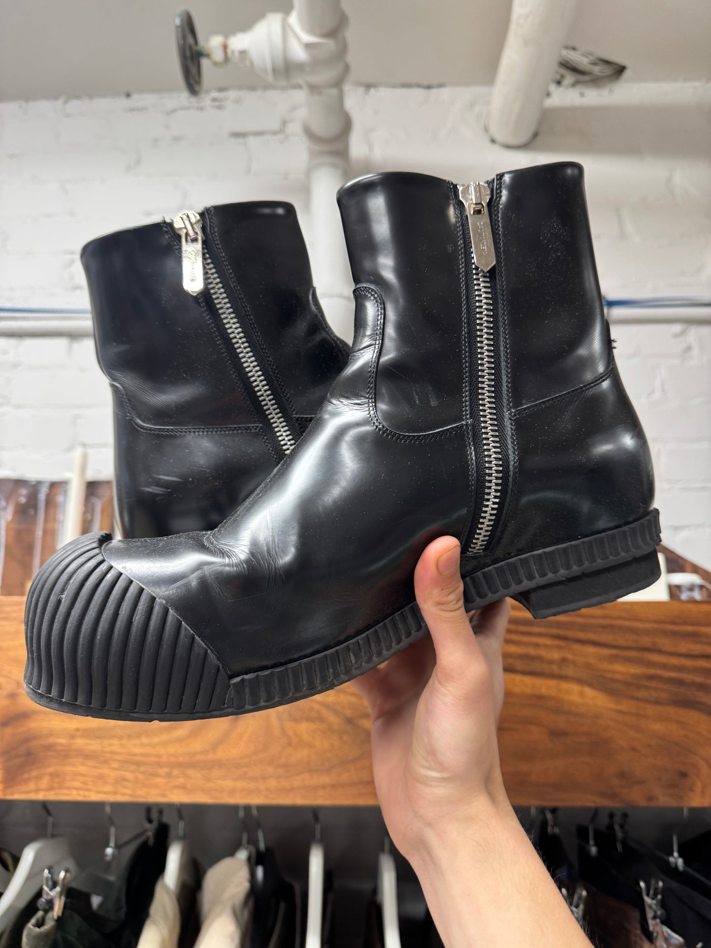 CK205W39Nyc by Raf Simons ‘Spazzolato’ Patent Leather Boots