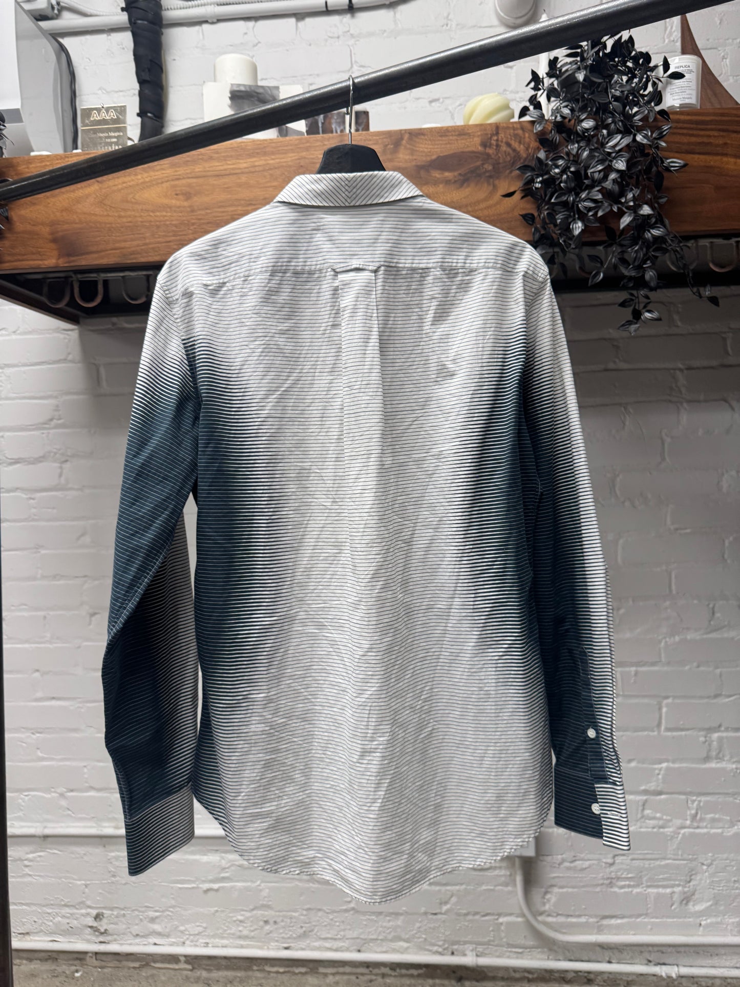 2008 Alexander McQueen ‘Gradient Pinstripe’ White/Blue Button Up Shirt