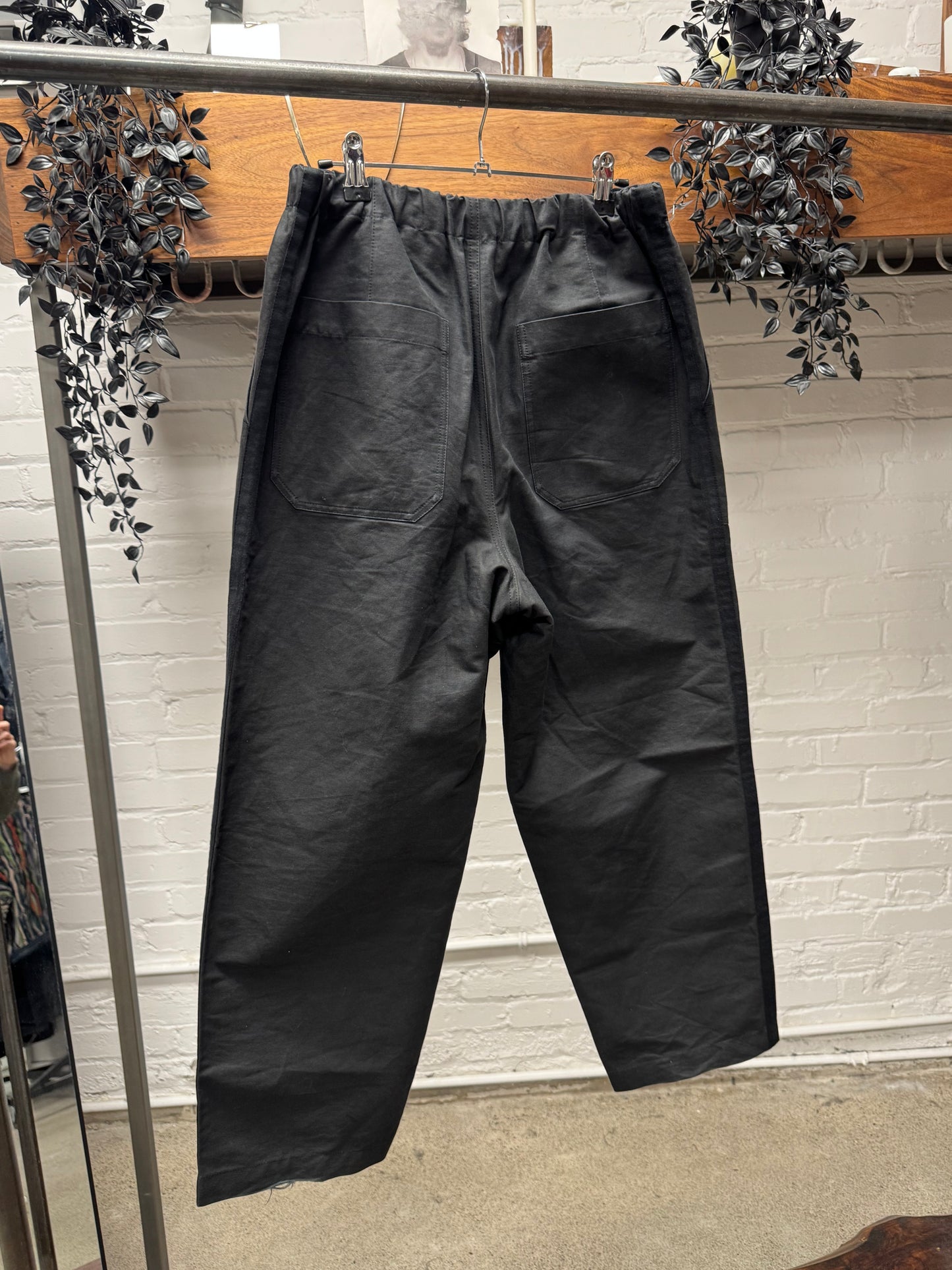 Dries Van Noten Wide Leg Black ‘Button Fly’ Drawstring Trousers