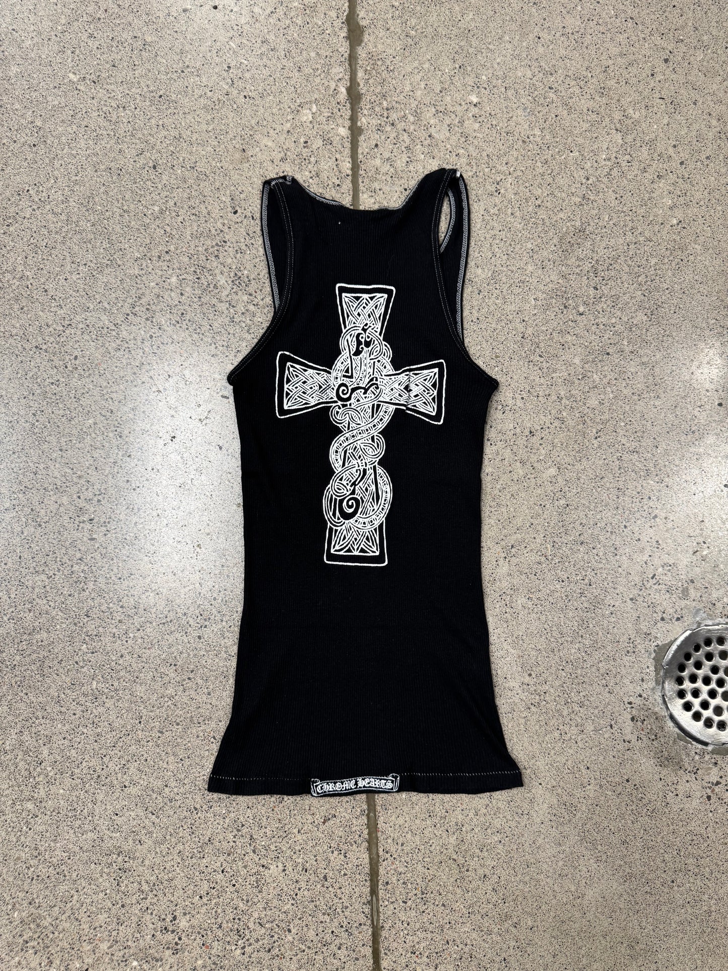 Vintage 90s Chrome Hearts Ribbed ‘Celtic Cross’ Tank Top