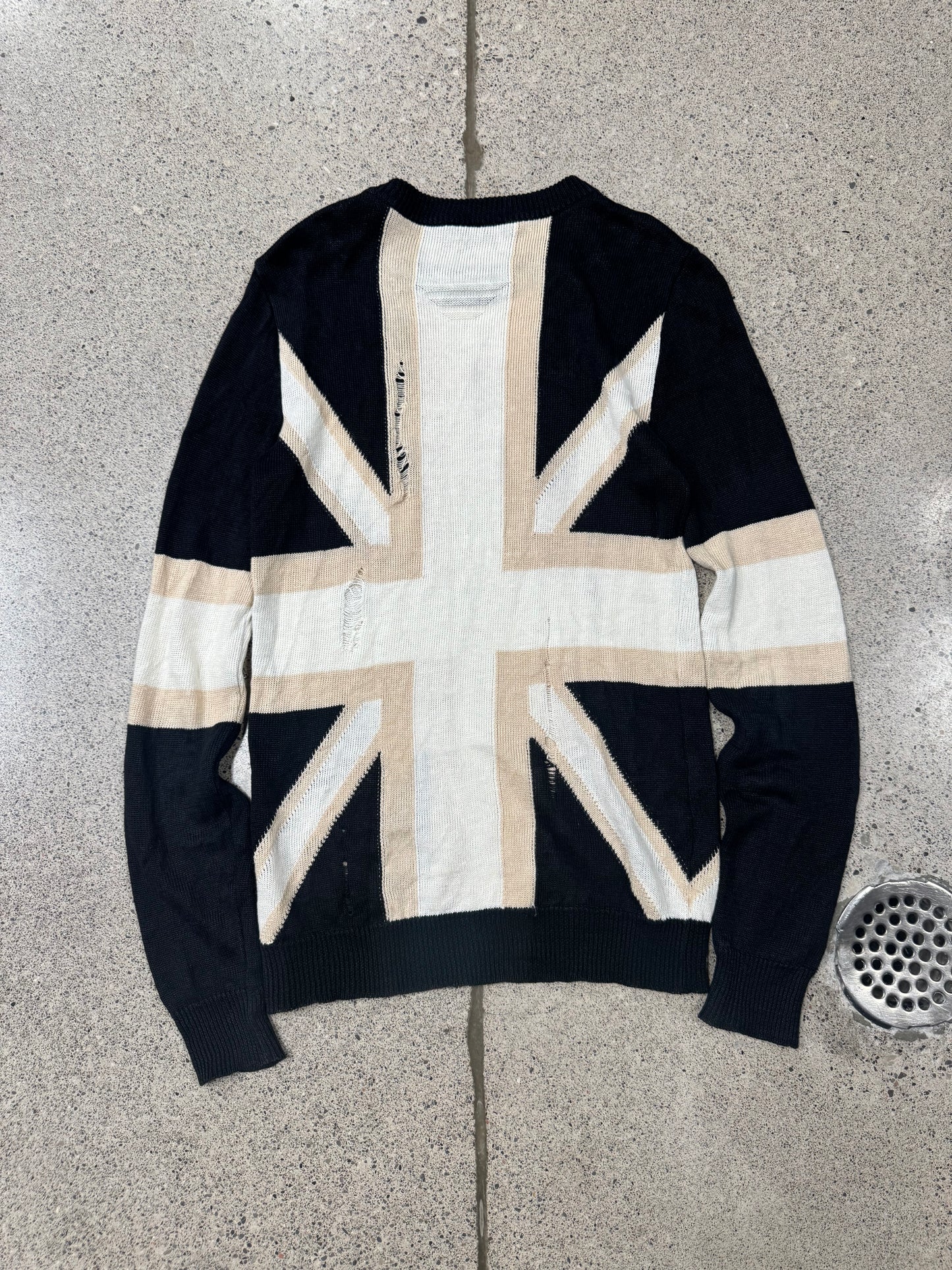 SS2010 Balmain ‘Union Jack’ Distressed Flag Knit Sweater