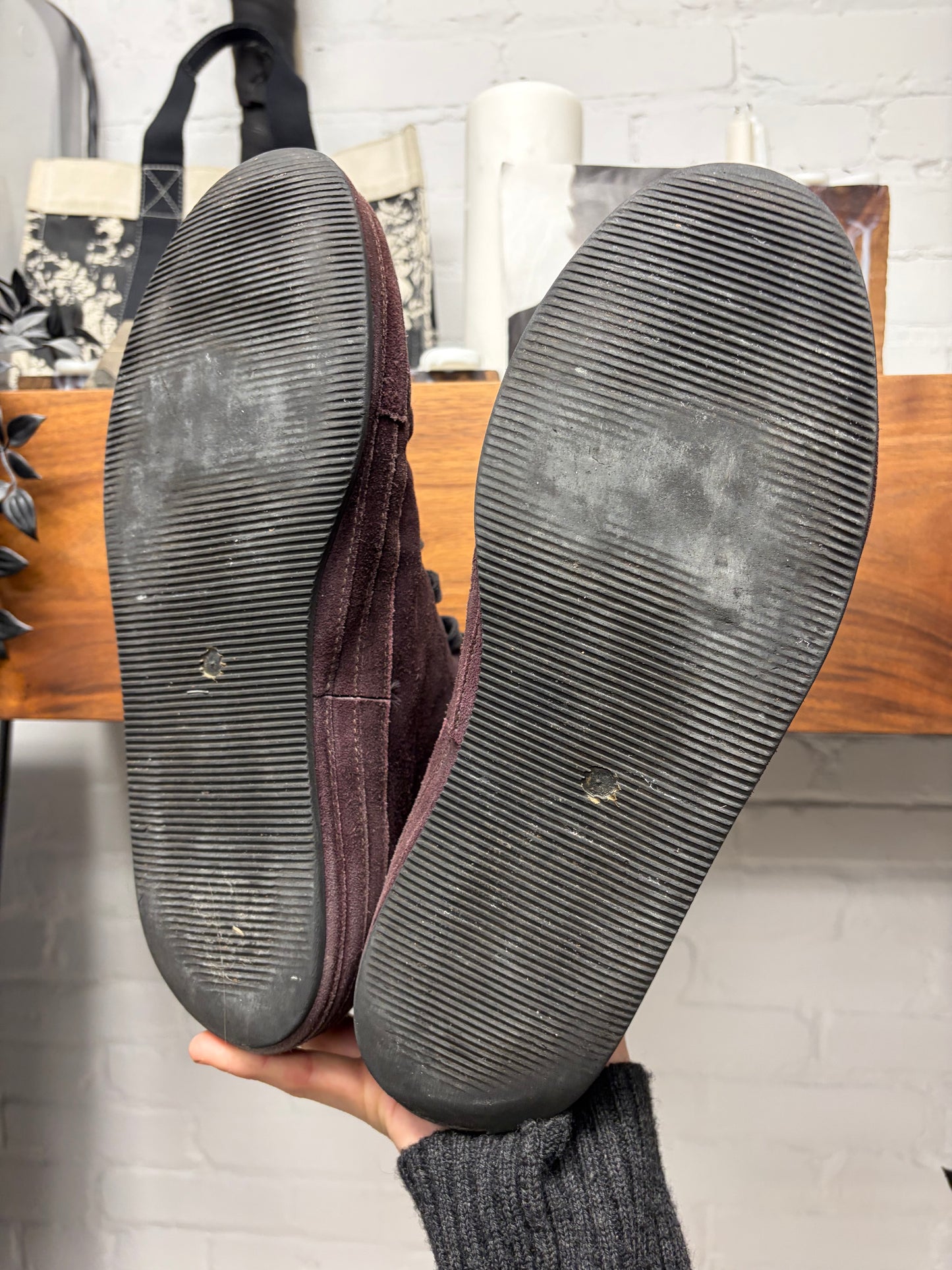 Ann Demeulemeester Waxed Velvet High Top Sneakers