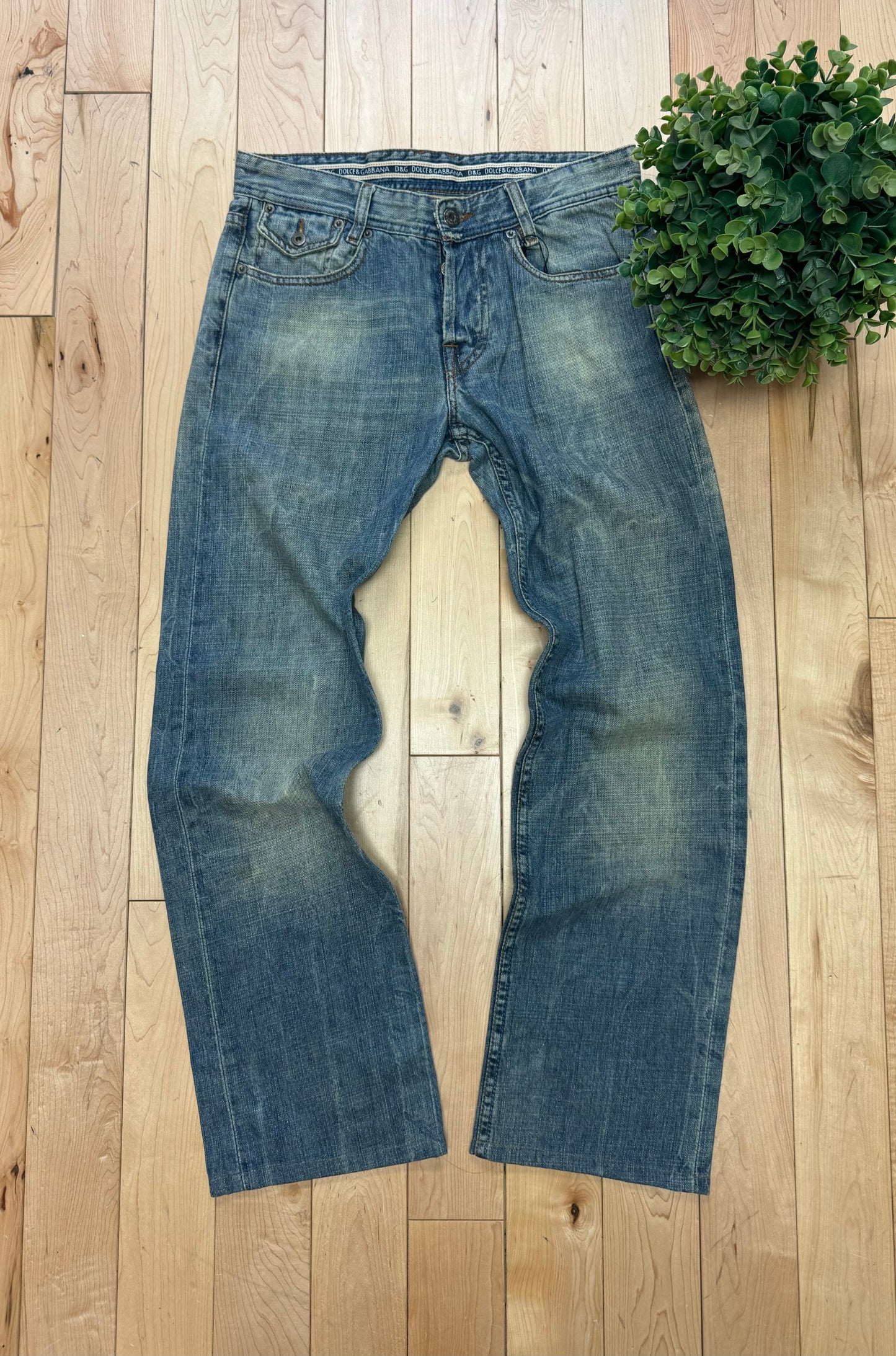 2000s Dolce & Gabbana Boot Cut Washed Blue Denim