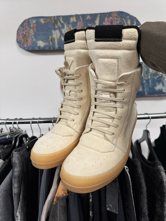 SS2018 Rick Owens ‘Dirt’ Natural/Dinge Reverse Suede Geobaskets
