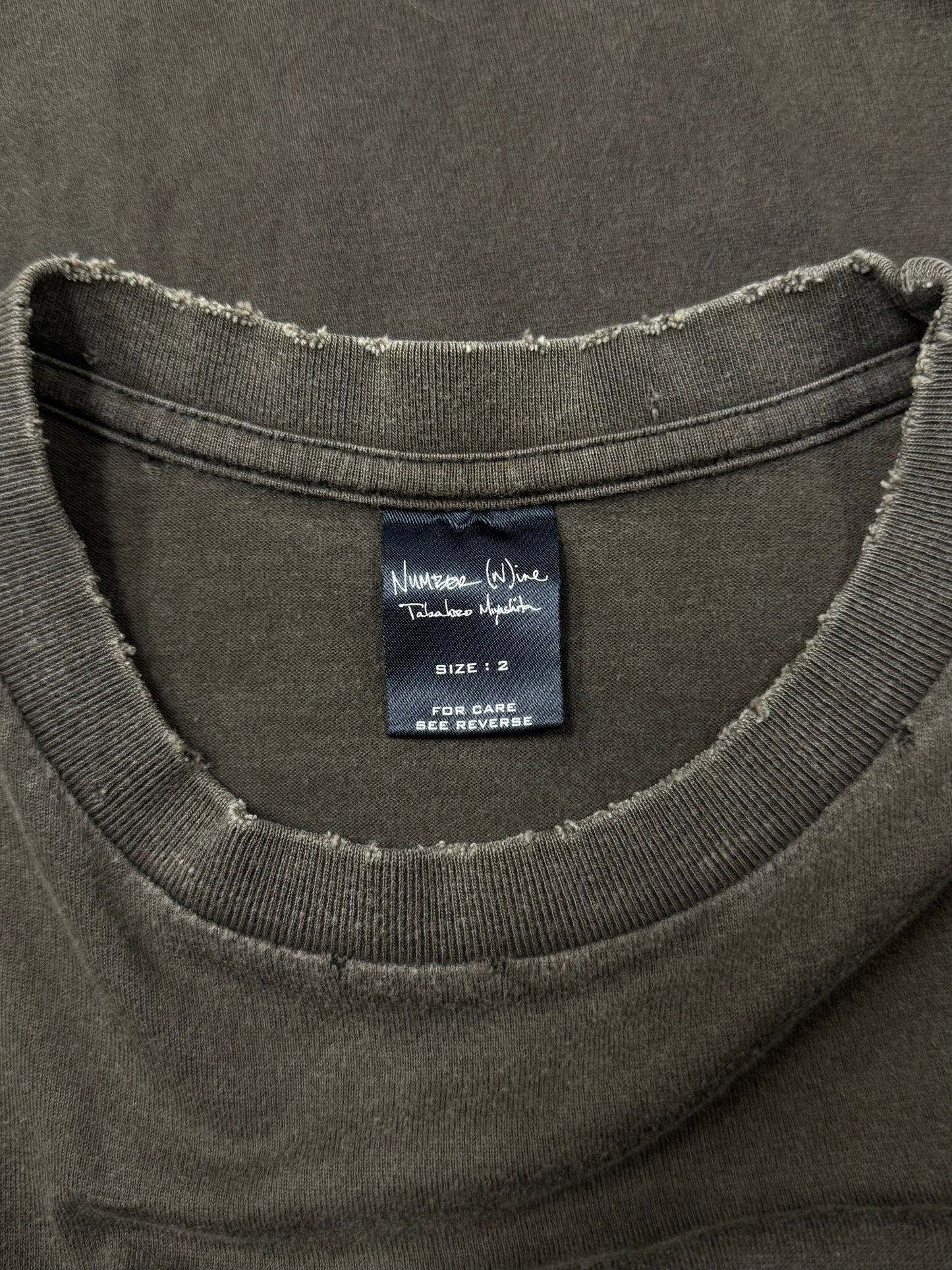SS2004 Number (N)ine ‘Motherfucker’ Distressed Brown T-Shirt’