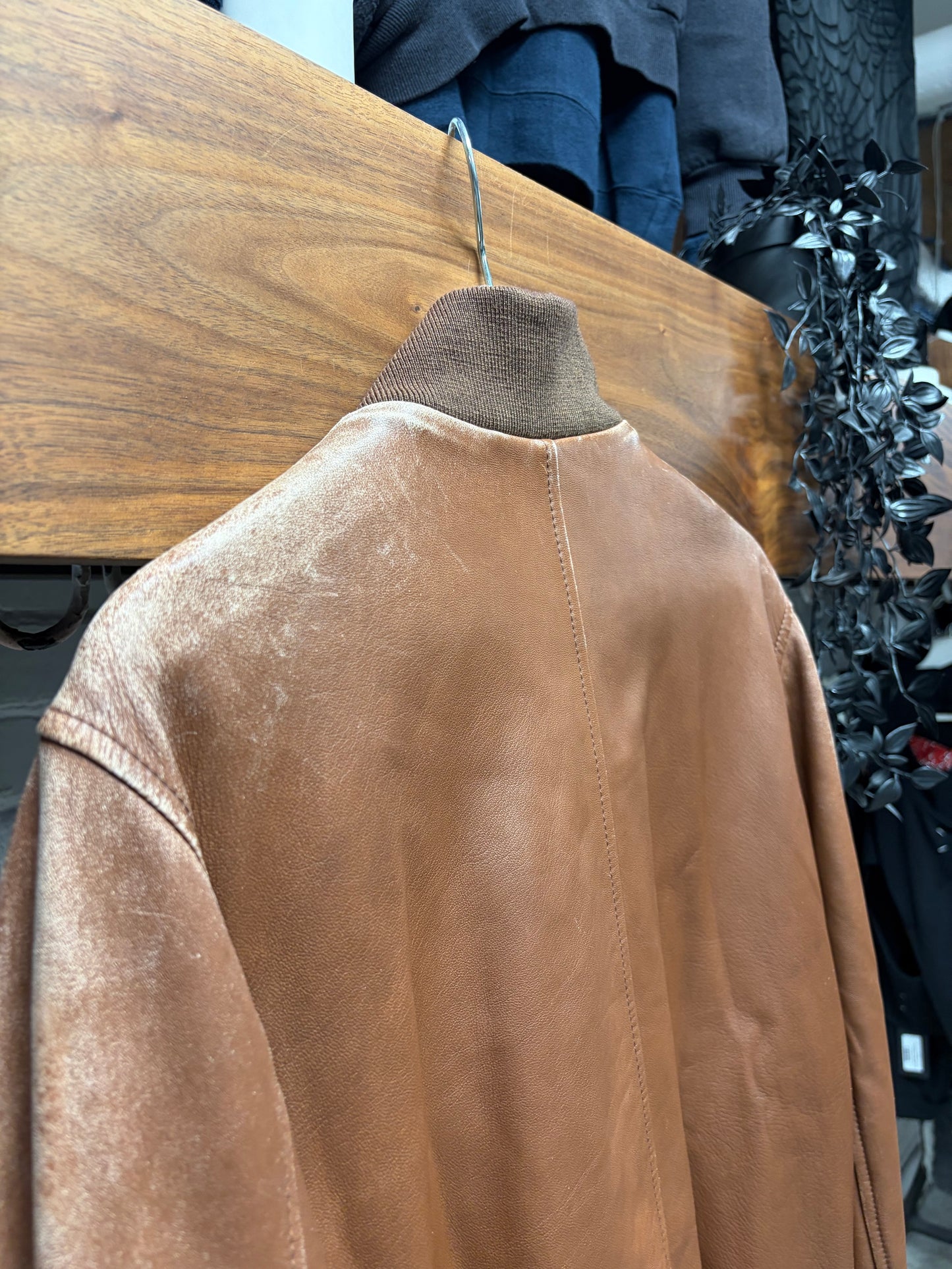 AW2009 Maison Martin Margiela Brown Lambskin Leather Bomber Jacket