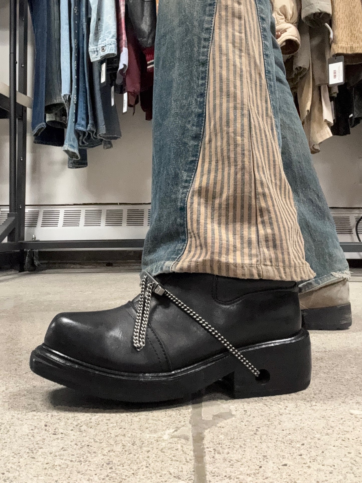 Dirk Bikkembergs ‘Bungee’ Metal Chain Heel Laced Boots