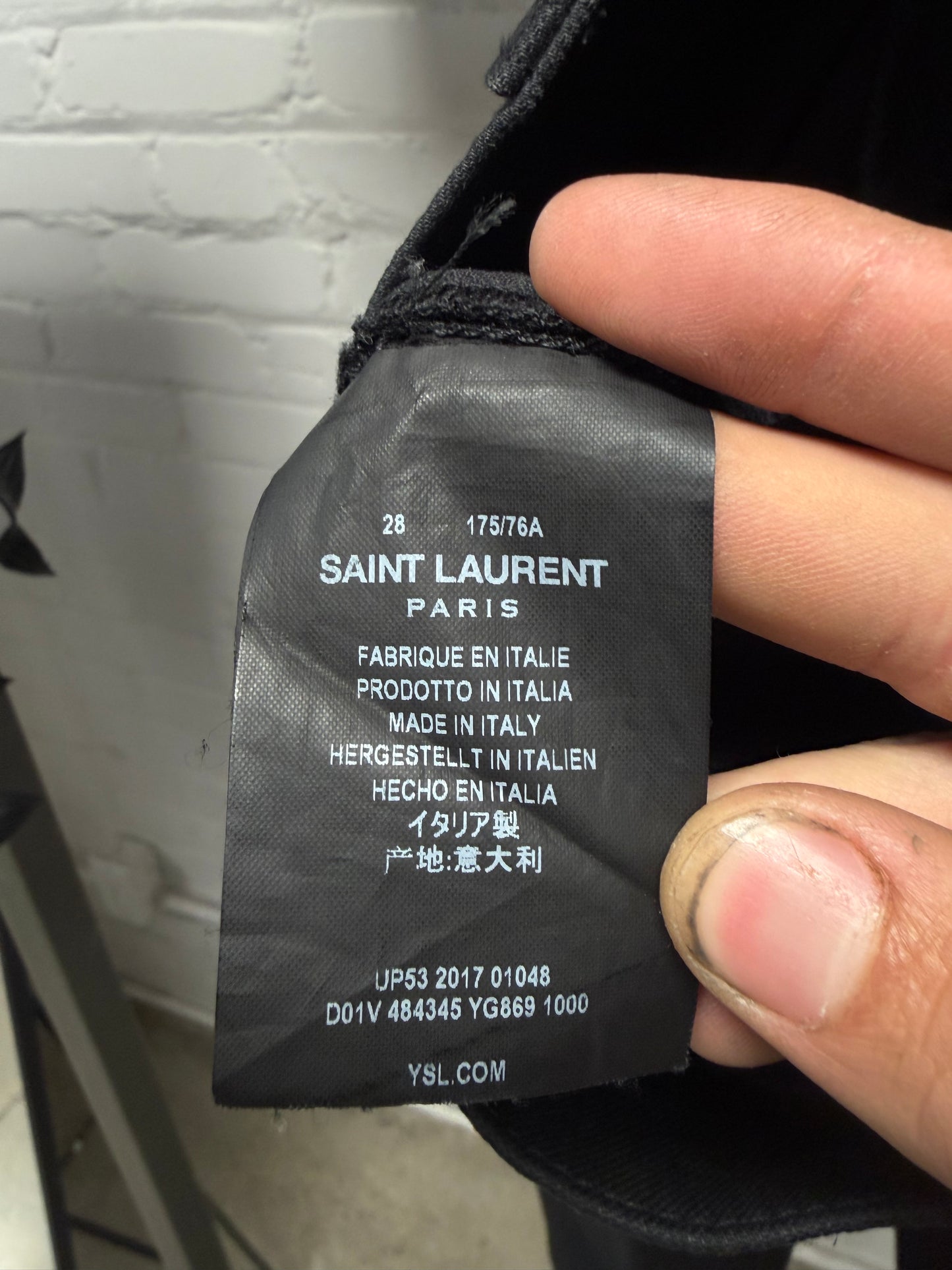 2017 Saint Laurent ‘D02’ Unaltered Black Skinny Jeans