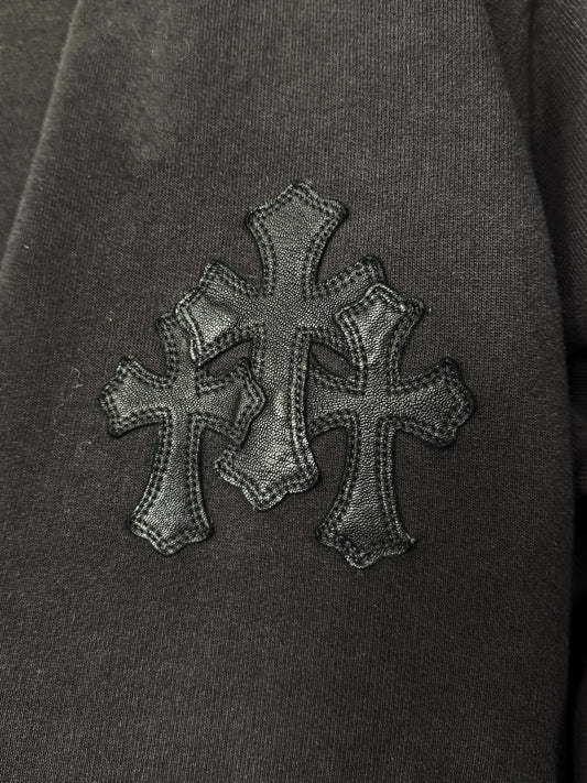 Chrome Hearts ‘Paper Jam’ Leather Cross Patch Hoodie