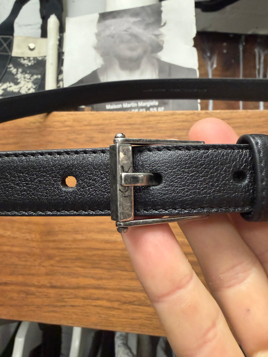 Saint Laurent ‘Minimalist’ YSL Logo Thin Leather Belt