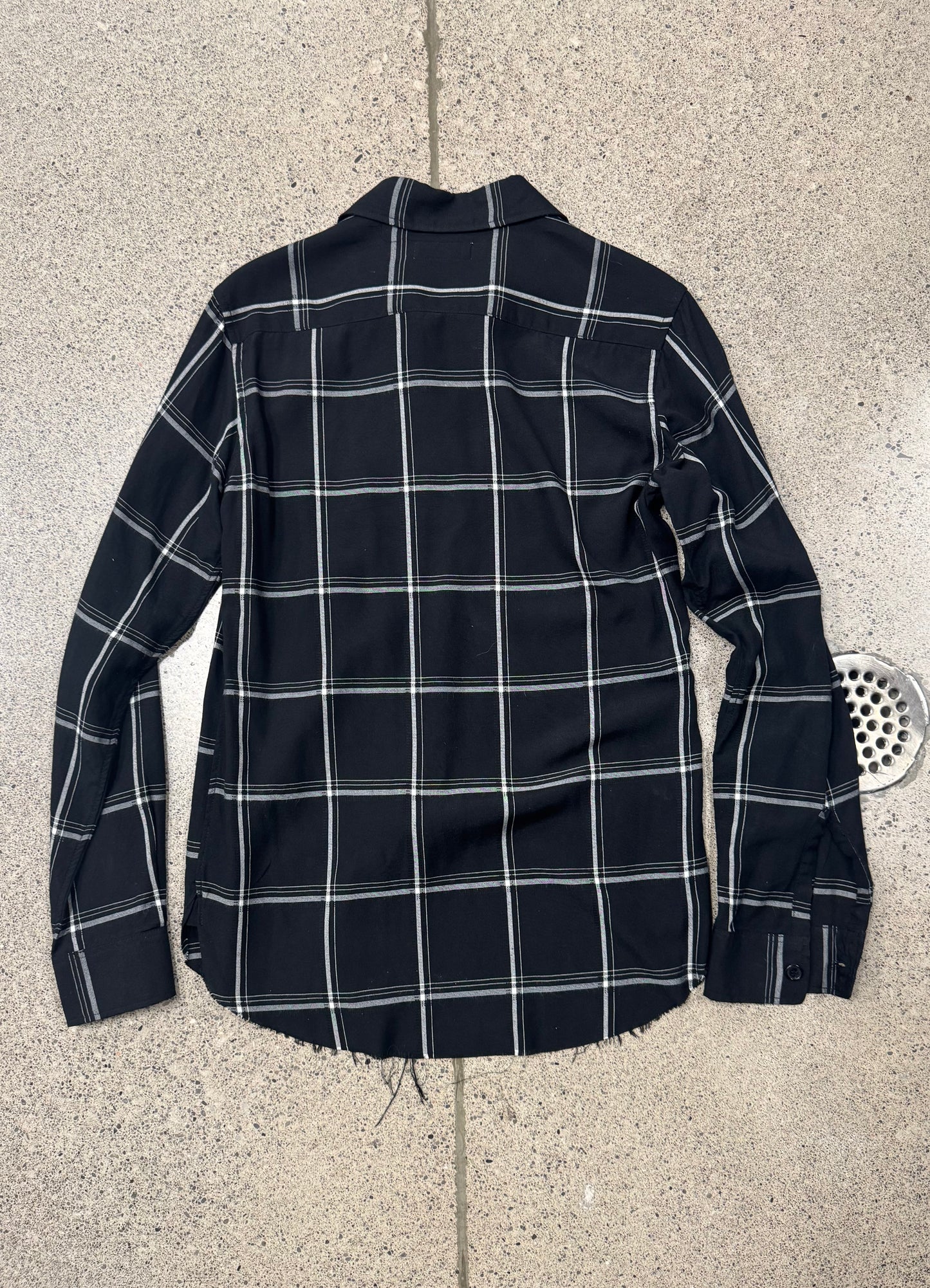 Saint Laurent Silk Blend Distressed Plaid Flannel