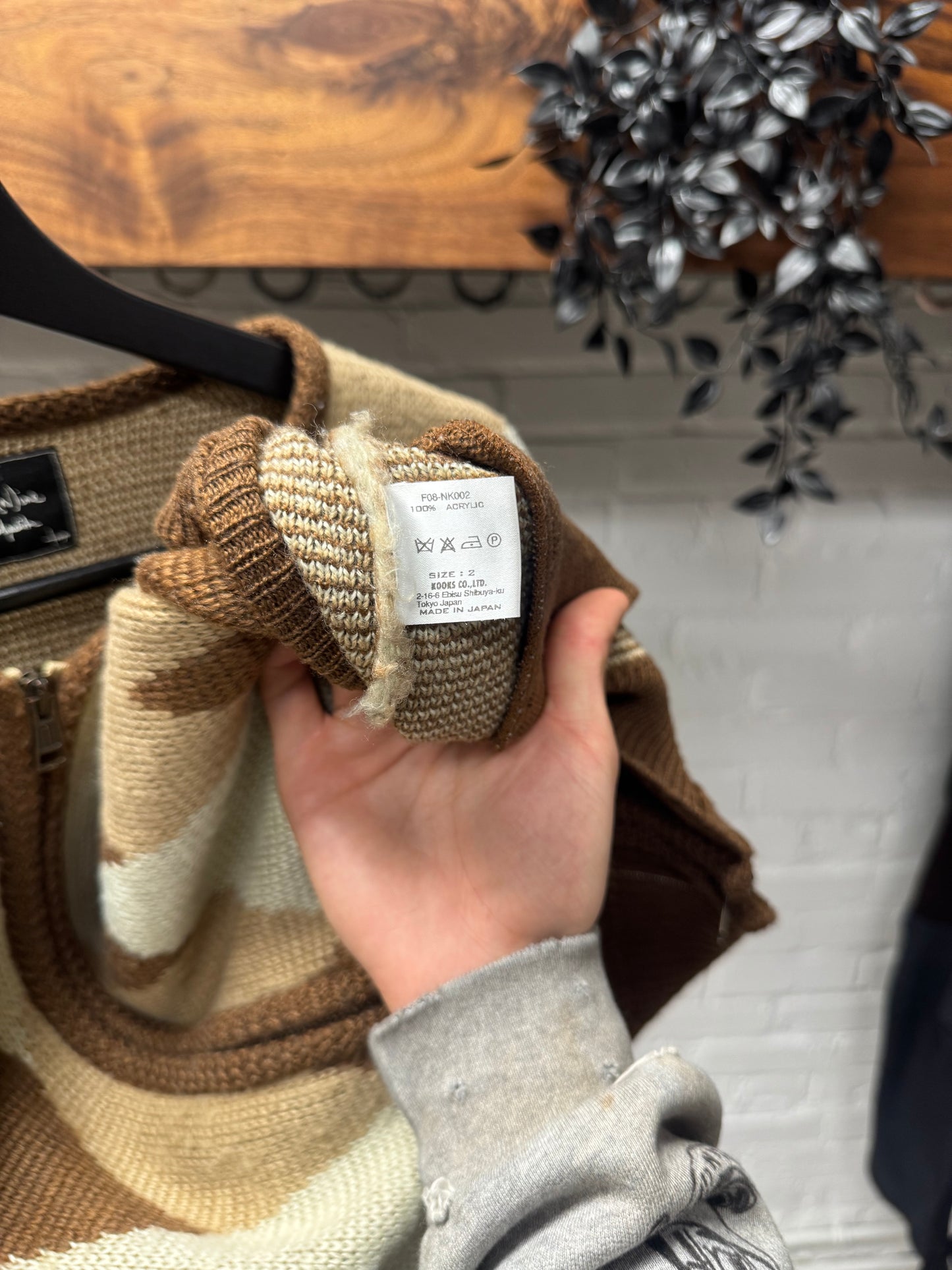 Number (N)ine Argyle Knit Zip-Up Cardigan