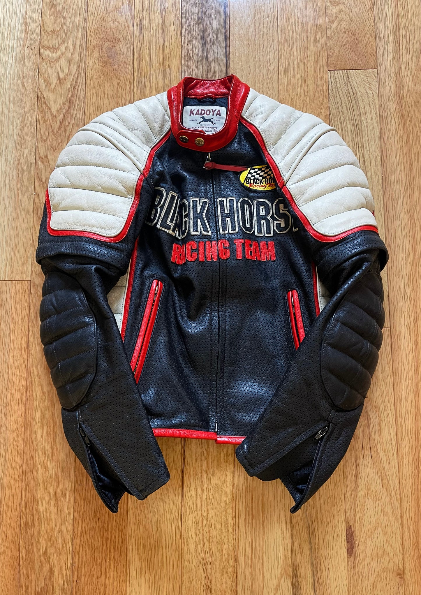 Kadoya K’s Leather ‘Blackhorse Racing Team’ Armored Leather Moto-Biker Jacket