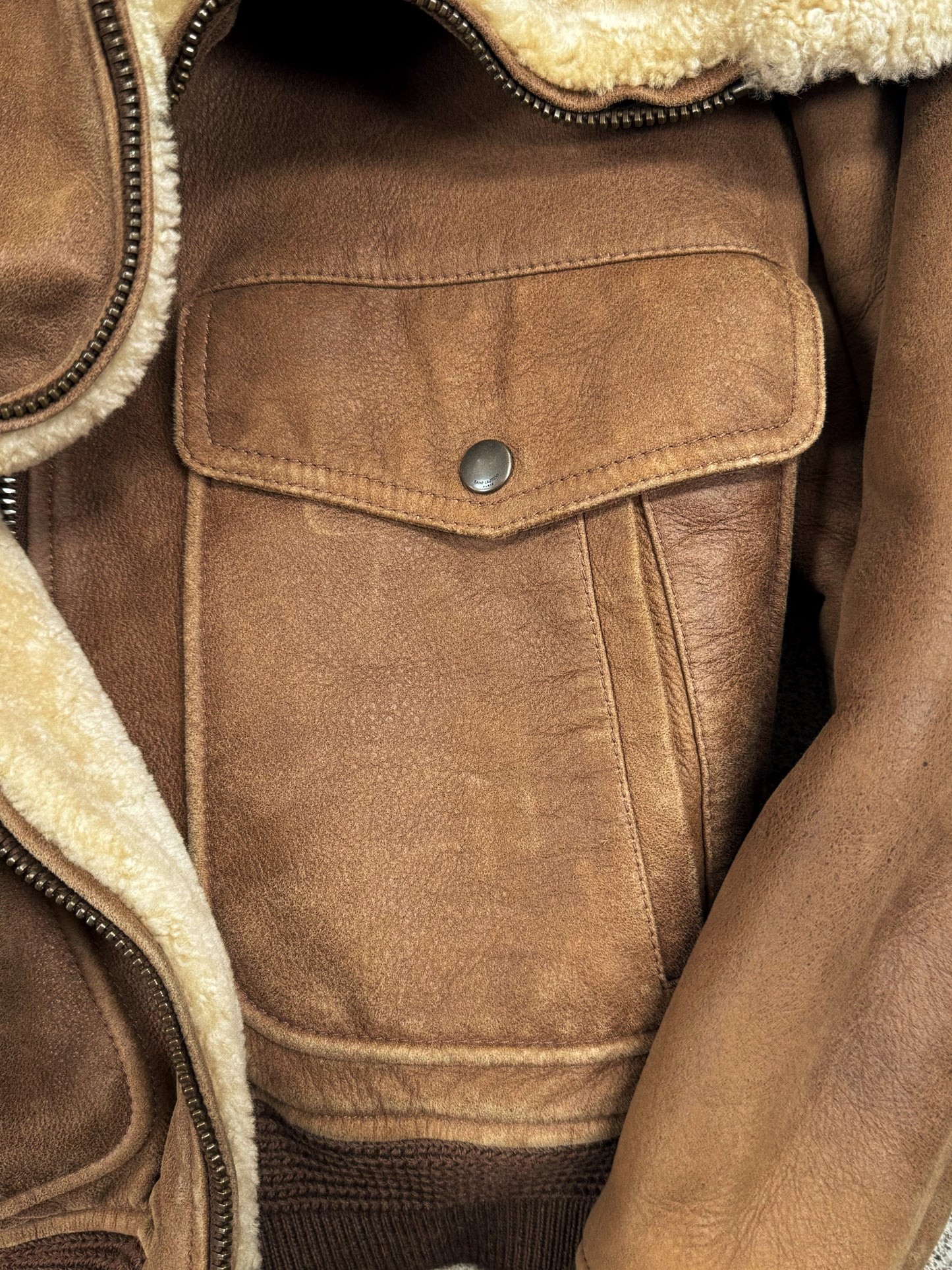 AW2020 Saint Laurent Shearling Lined Suede Bomber Jacket