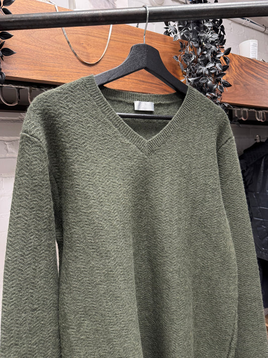 Dior Homme ‘Dark Green’ Alpaca Wool V-Neck Sweater