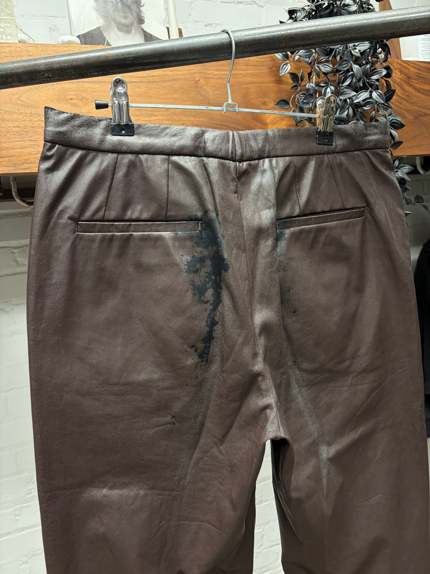 AW2001 Raf Simons ‘Riot Riot Riot’ Brown Lambskin Leather Pants