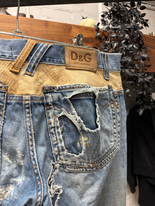 Dolce & Gabbana ‘Snakeskin Print’ Reconstructed Denim