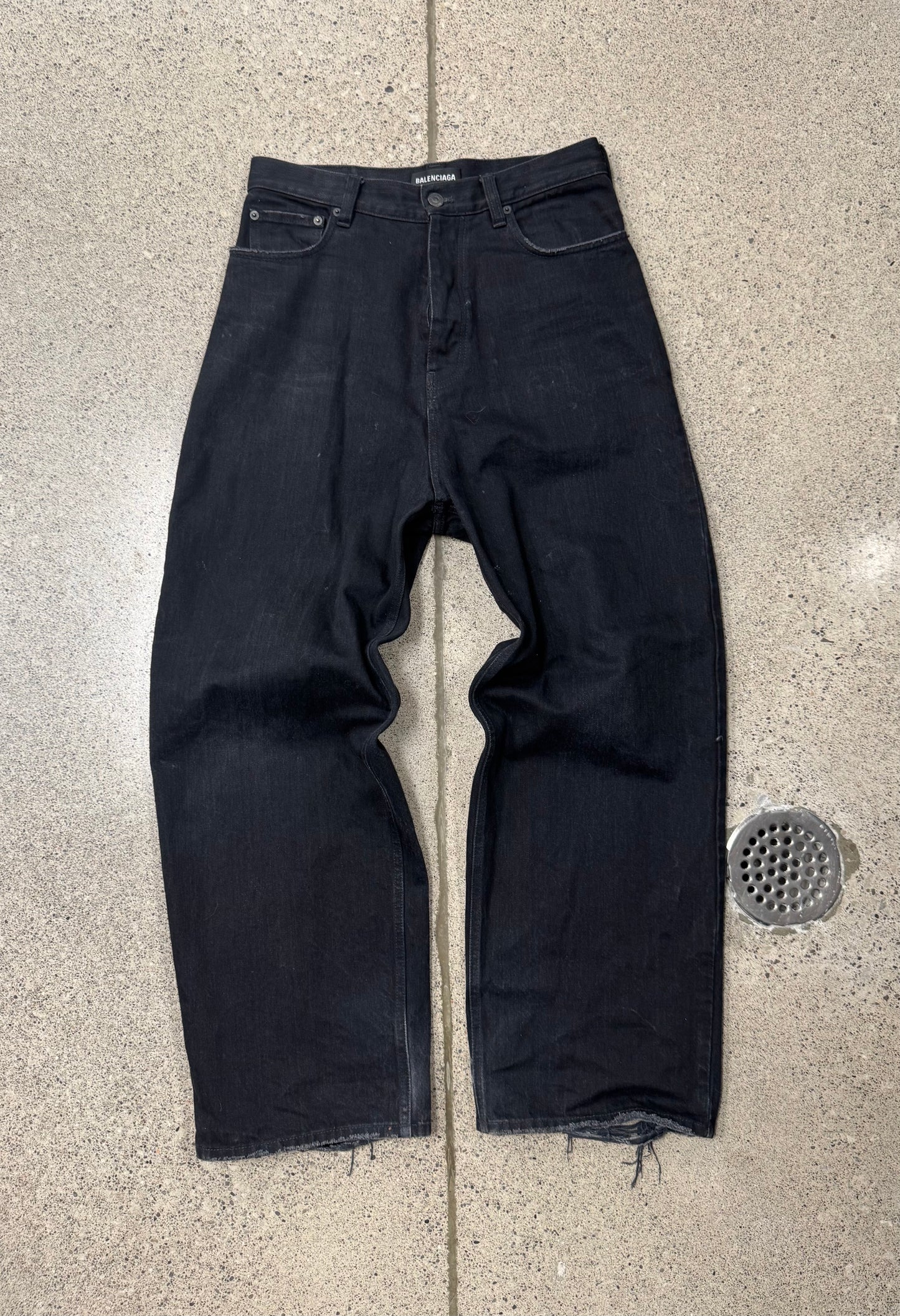 2021 Balenciaga ‘Skater’ Black Wide Leg Denim
