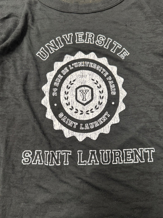 2017 Saint Laurent Semi-Sheer ‘University’ Logo T-Shirt