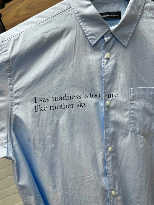 SS2023 Undercover ‘Mother Sky’ Slogan Blue Button Down Shirt